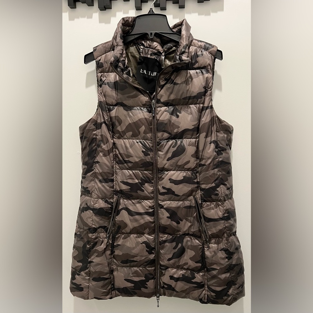Women's Long Camouflage Puffer Vest